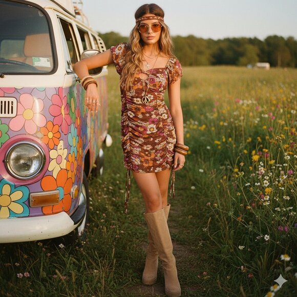 Madden NYC Junior Multicolor Floral Puff Sleeve Ruched Mini Dress Size Large NWT - Picture 1 of 11